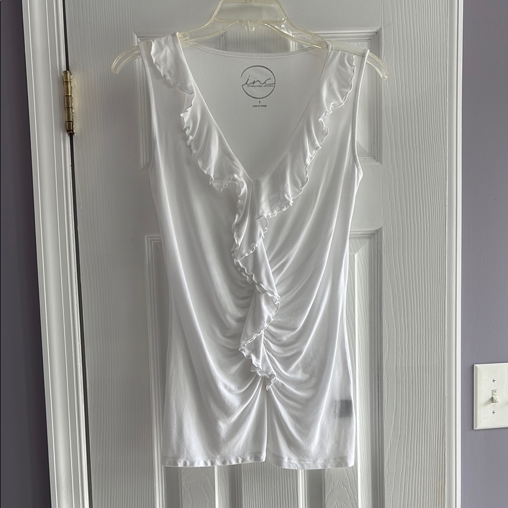 INC International Concepts White Sleeveless Blouse